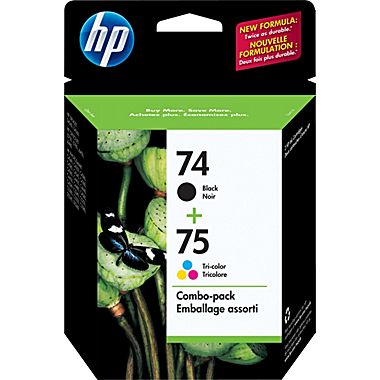 HP 74 + 75 CC659FC#140 Black AND Tri-Colour ORIGINAL Ink Cartridges Combo Pack